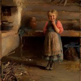 Крестьянская девочка у печи