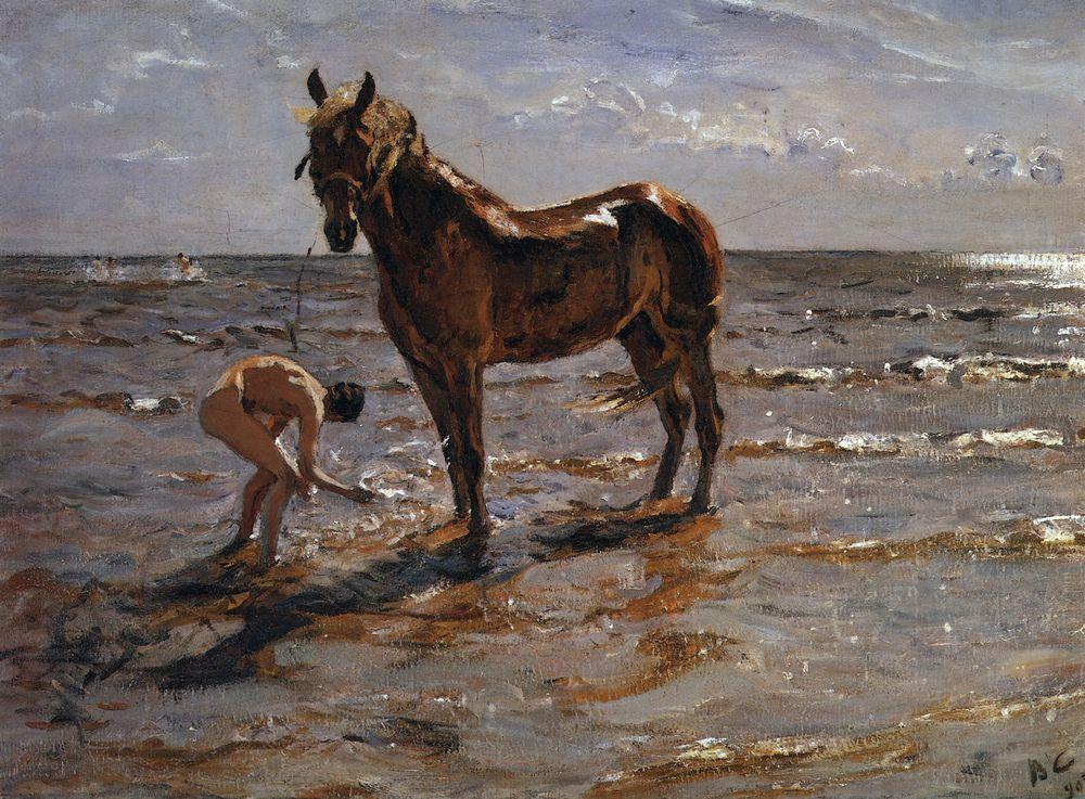 Купание лошади, Серов, 1905