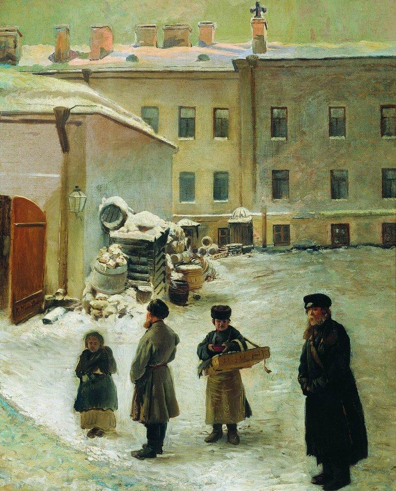 Петербургский дворик, Маковский - описание картины