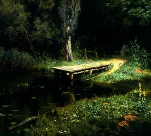 Картина "Заросший пруд", Василий Дмитриевич Поленов - описание