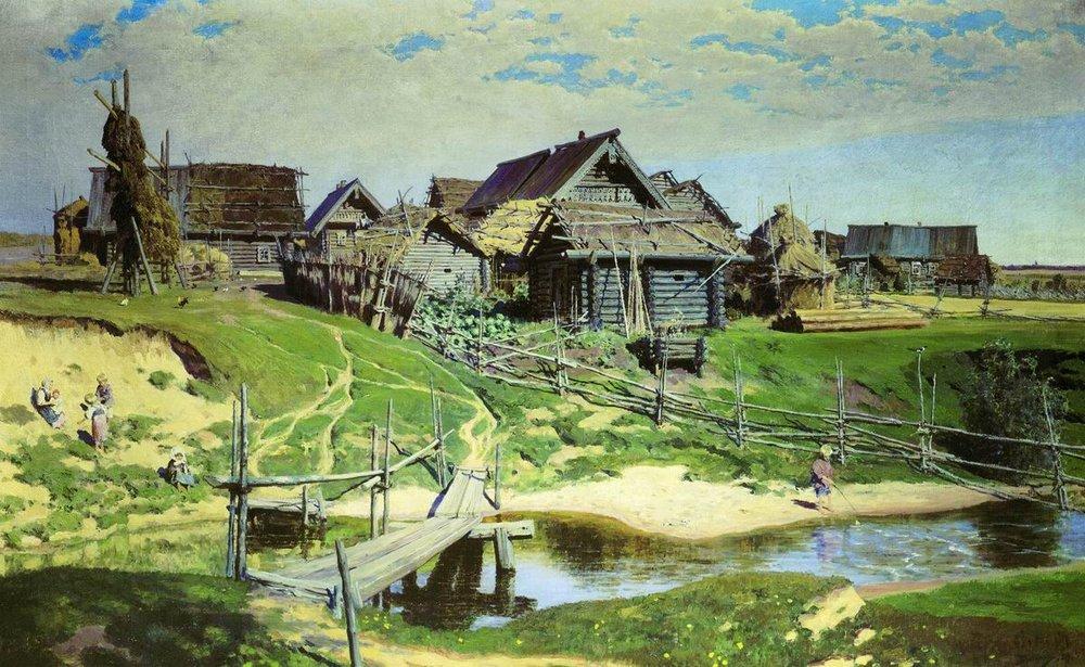 Русская деревня (Северная деревня), Поленов - описание картины
