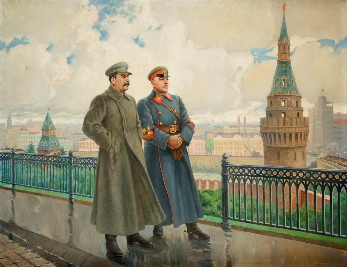 И. В. Сталин и К. Е. Ворошилов в Кремле», Александр Герасимов, 1938