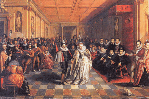 Неизвестный художник запечатлел один из придворных балов, которые устраивал в Лувре король Генрих III