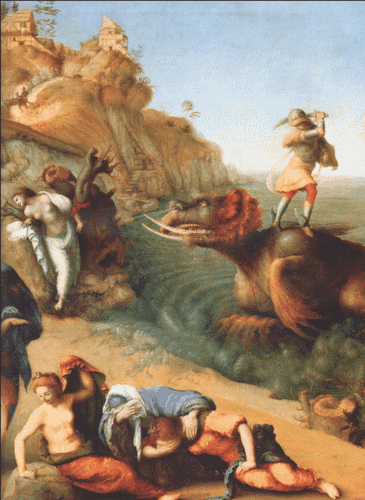 Увеличенный фрагмент картины Персей освобождающий Андромеду - Пьеро ди Козимо