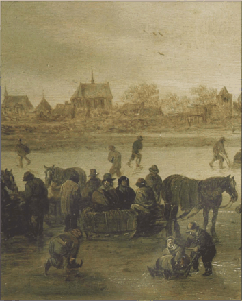 Увеличенный фрагмент картины Зима на реке Яна ван Гойена