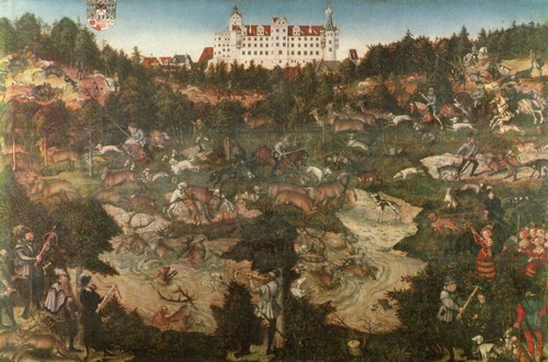 Охота на оленей и кабанов, Лукас Кранах Старший, 1544