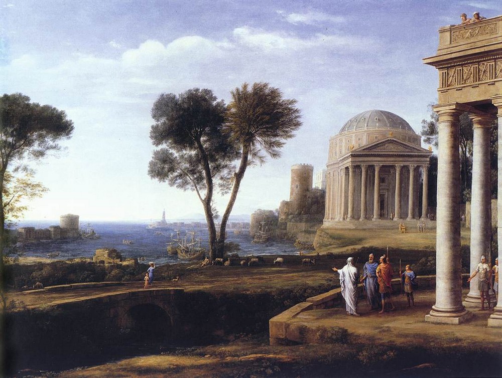 Классицизм античность. К.Лоррен пейзажи с Энеем в Делосе.