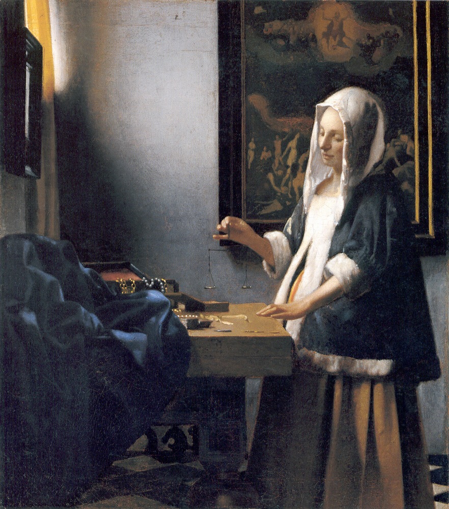 Краски вермеера genshin. Йоханнес Вермеер (1632-1675). Вермеер женщина взвешивающая жемчуг.
