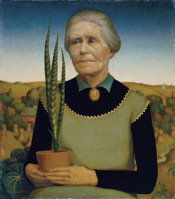 «Woman with Plants» («Женщина с цветком»), Грант Вуд — описание картины