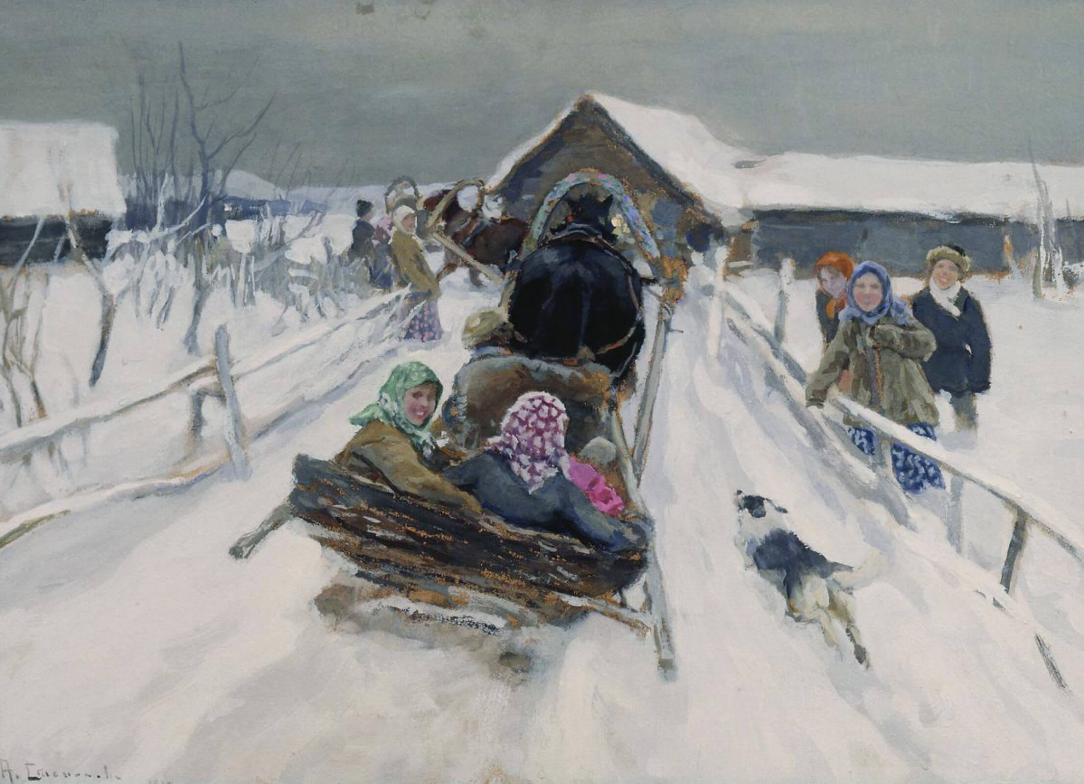 Алексей Степанов - катание на Масленицу, 1910