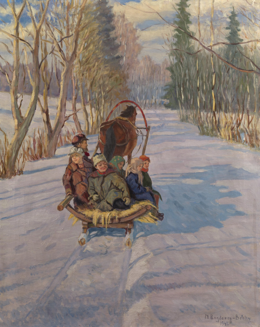 «Дети в санях зимой», Николай Петрович Богданов-Бельский