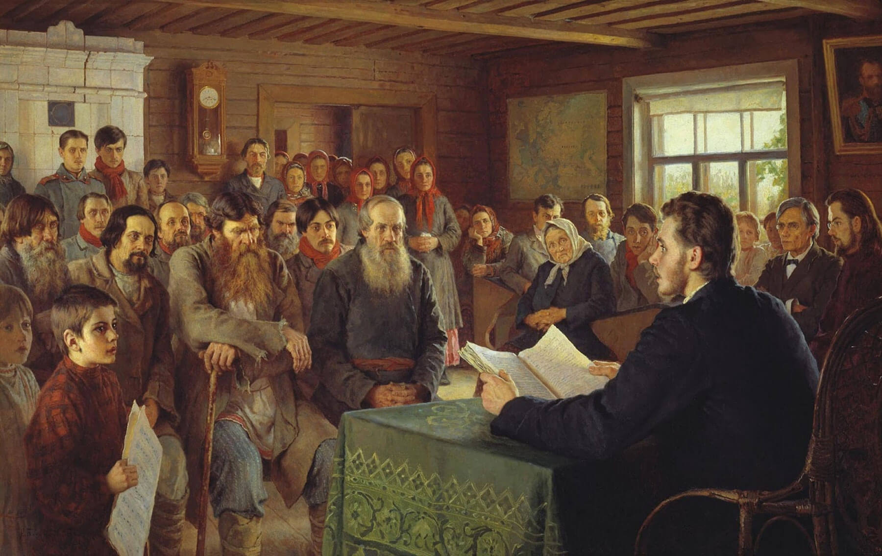 «Воскресное чтение в сельской школе», Богданов-Бельский